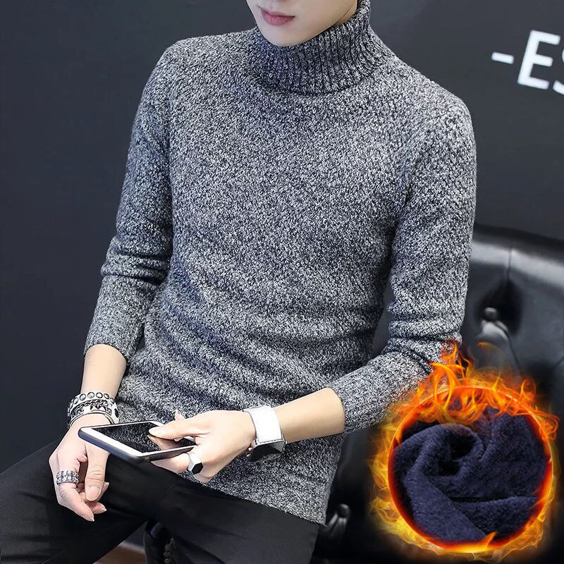 Winter Dikke Warme Trui Mannen Coltrui Slim Fit Trui Mannen Classic Casual Mannelijke Trui