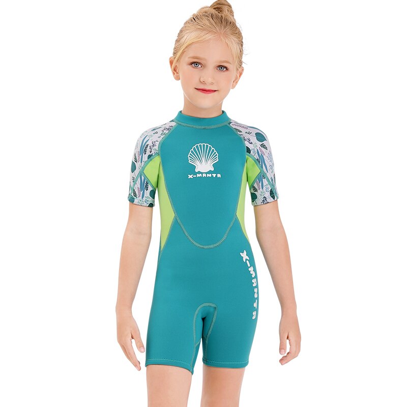 2.5MM Neoprene Wetsuits Kids Swimwears Diving Suits Long Sleeves Boys Girls Surfing Children Rash Guards Snorkel One Pieces: D / S