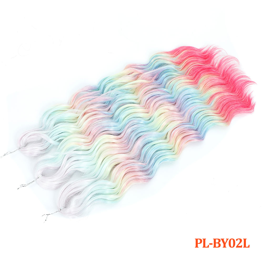 24" ANNA Water Wave Braiding Hair Extensions Synthetic Loose Deep Wave Curly Braid Hair Ombre Brown Rainbow Twist Crochet Hair