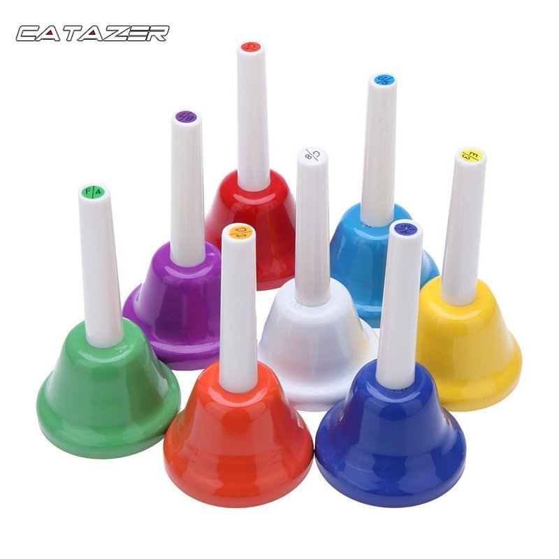 8- note metal farverige barn børn musikalsk legetøj percussion instrument håndklokke håndklokke