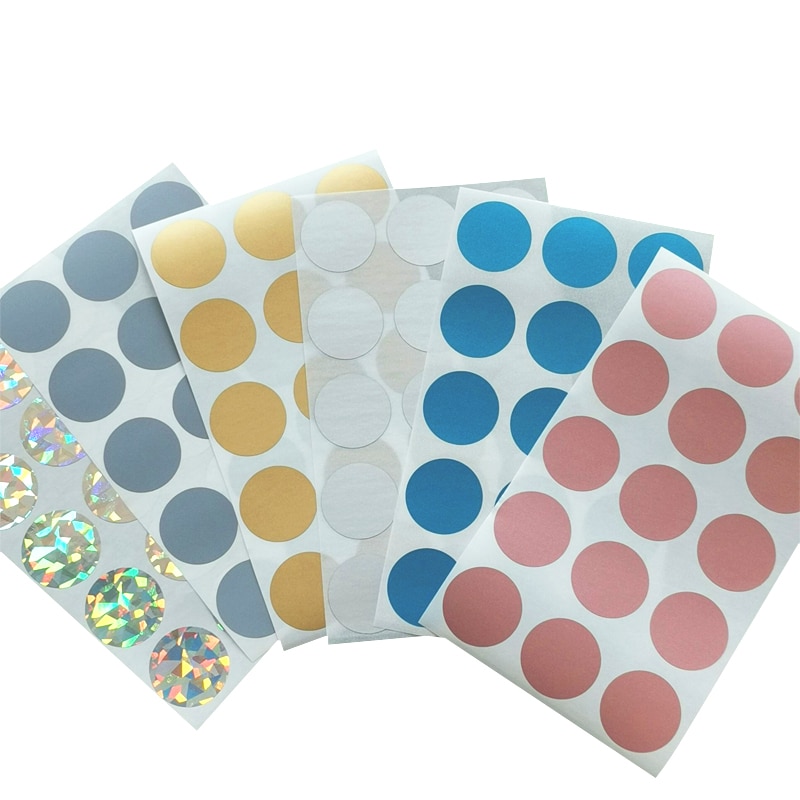 100 Stks/partij Ronde Gouden Zilver Blauw Kras Coating Leuke Stickers Diy Multifunctionele Schrapen Sticker