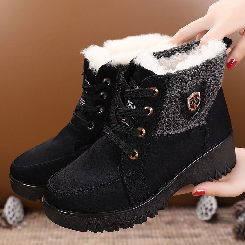 Bottes de neige confortables et imperméables à lacets pour femme, bottines de , mi-mollet, garde au , décontractées, pour l'hiver