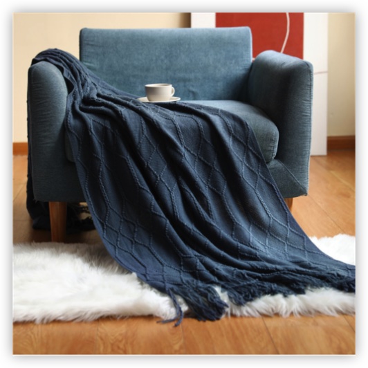 Textile City Knitted Throw Blanket Nordic Home Decorative Sofa Cover Chunky Plaid Bedspread for Winter 130x230cm: 100x150cm / Blue