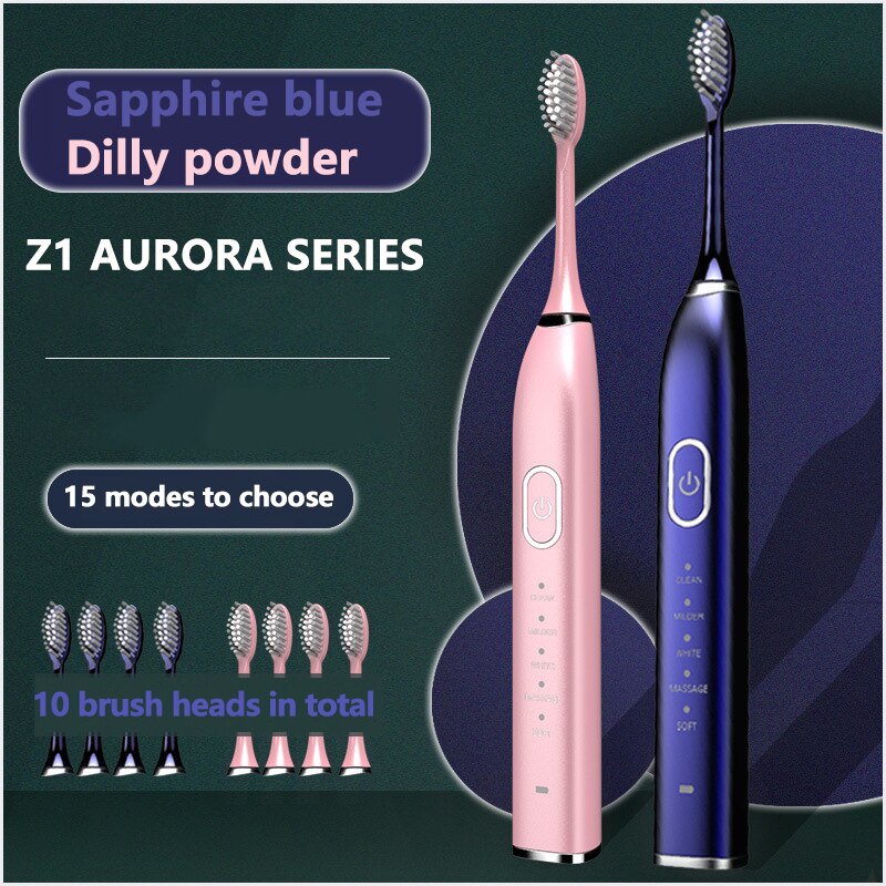 Sonic Electric Toothbrush 5 modes and 15 gears USB Charger Adult timer Brush Tooth Brushes 10 Replacement Heads Teeth Whitening: 11
