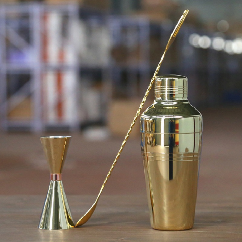 Cocktail Shaker Bar Set Copper Plated Shaker Barware Set - 3 Pieces