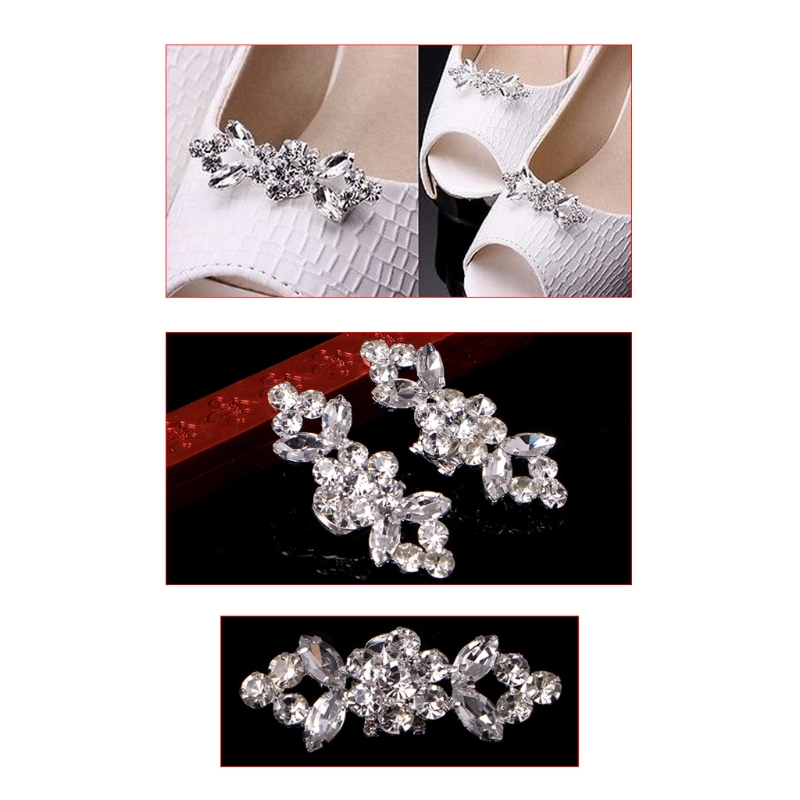 1 paar Strass Schuhe Schnalle Elegante Schuh Clips Für Dekorieren 2Stck Von 1 Pack Silber Schuh Dekorationen für frauen Mädchen
