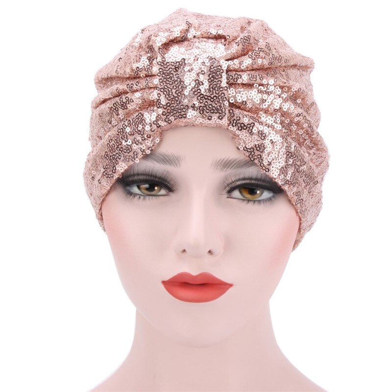 Femmes Turban chapeaux musulman Stretch noir bordeaux marine couleur unie doux Modal indien paillettes casquette pour femmes dentelle: Kaki