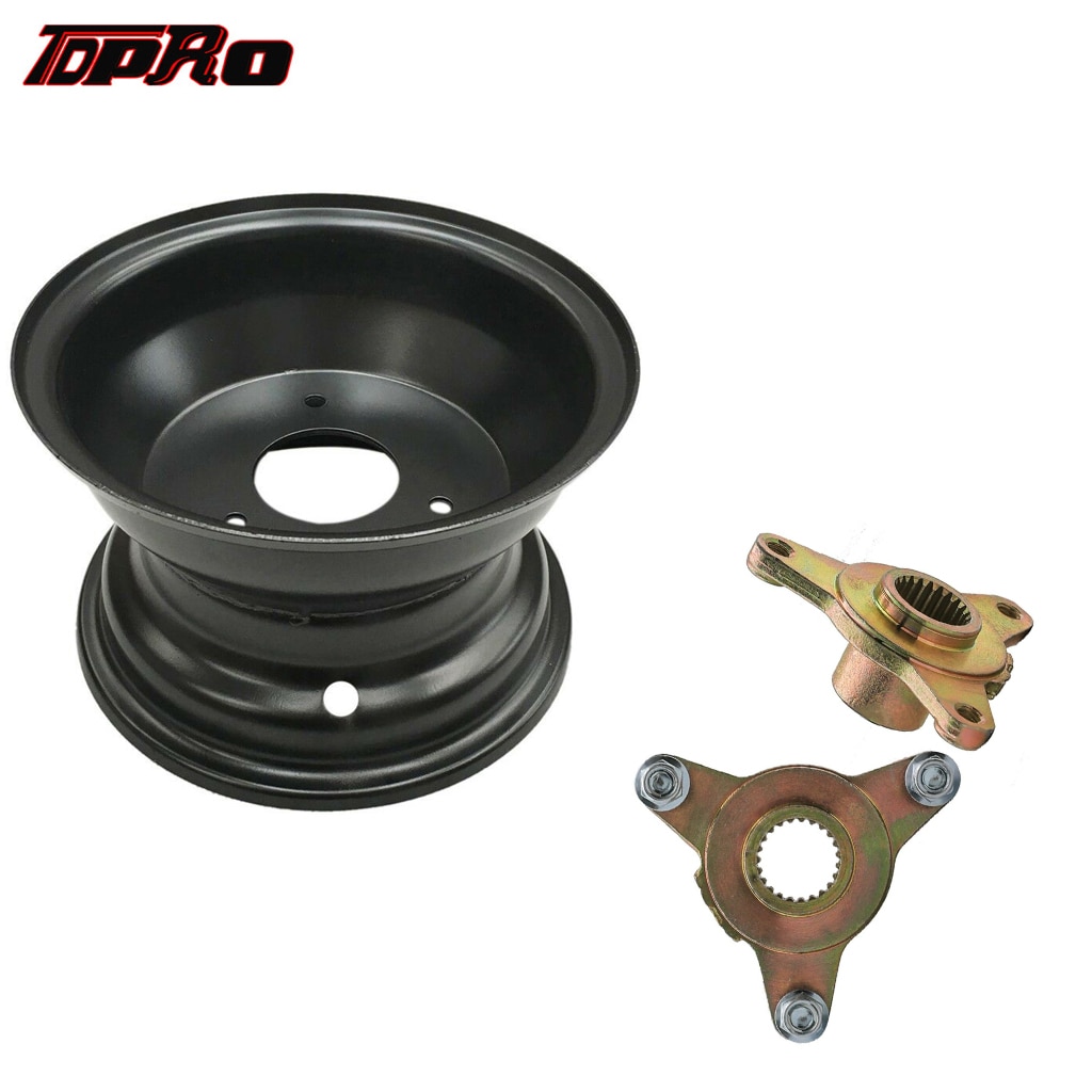 Coolster ATV 7 "jante de roue 3 boulon Taotao Quad 110 125cc 16x8-7 pneu 78mm espace + 1 paire 3 goujon 23T Spline roue arrière jante essieu moyeu