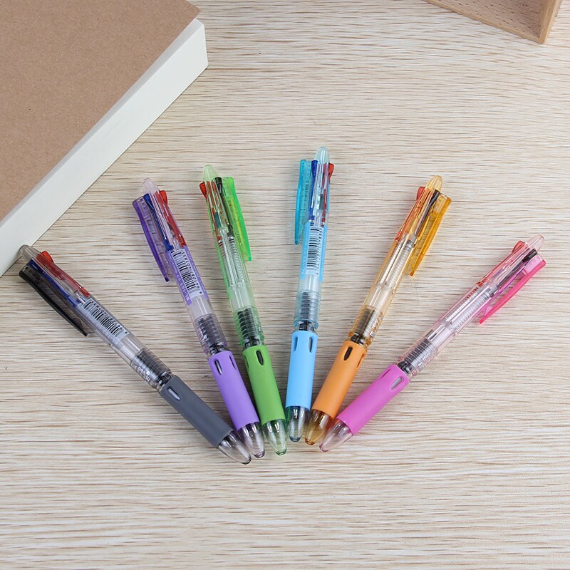 6 stks/partij BL-183 Multicolor Reclame pen drie kleuren Multifunctionele Pen 0.7mm balpen