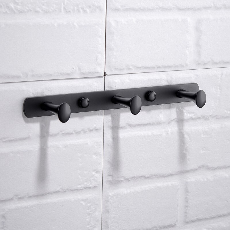 Gancho redondo de latón negro para bata, perchero para abrigo y sombrero, montaje en pared, acabado negro, accesorios de cocina para Baño: 3 Hooks