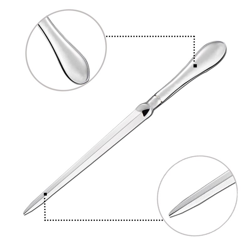 2- pack briefopener metalen envelop opener mes, papier snijmes, vernikkeld , 9 inch, zilverkleurig