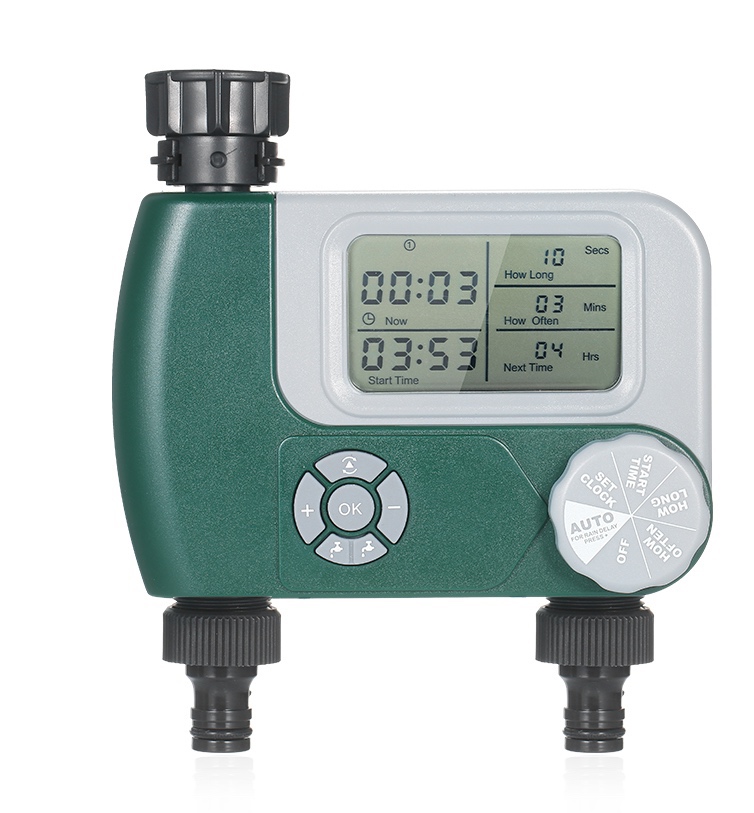 Automatic Watering Sprinkler System Garden Watering Timer Irrigation Controller Electronic Home Hose Faucet with 2 Outlet: US