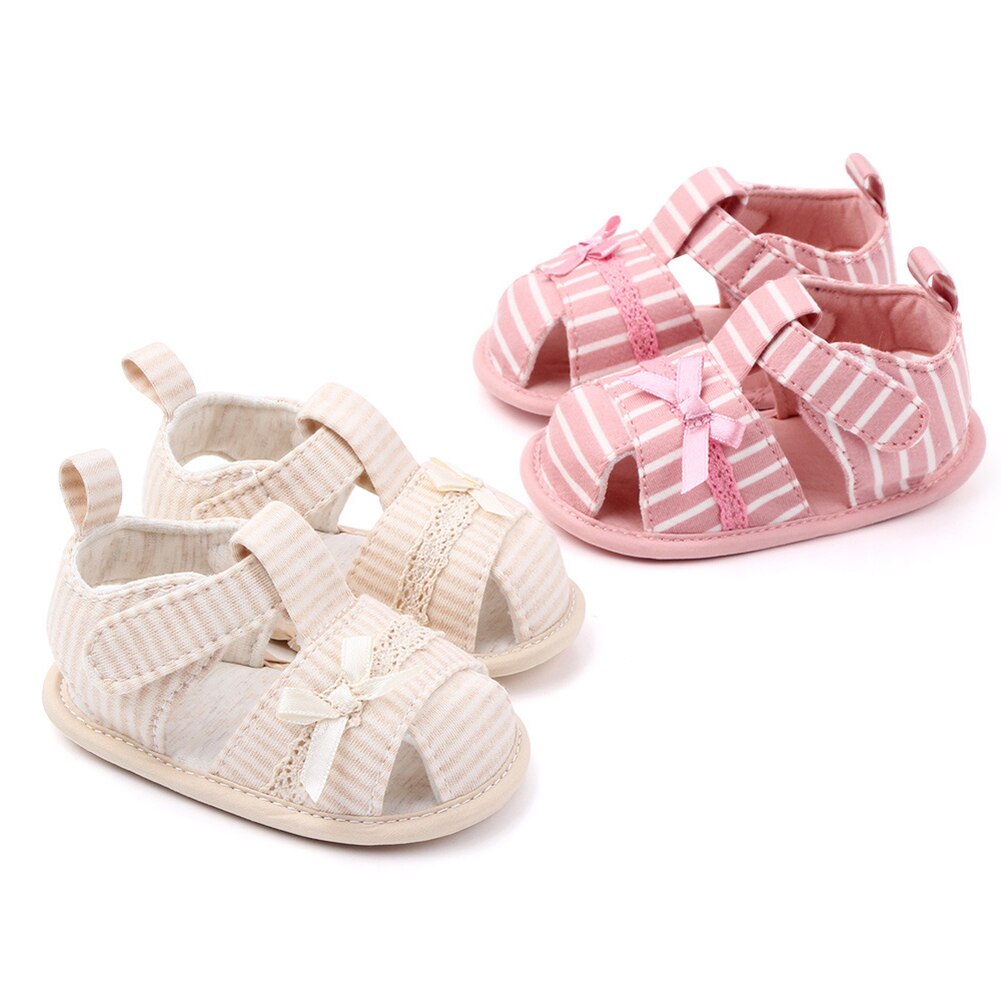 Streifen Bowknot Sommer Comforable Praktische Bequem Stilvolle Weiche Sohle Sandalen Neugeborenen Mädchen Kleinkind Prewalker Flache Schuhe