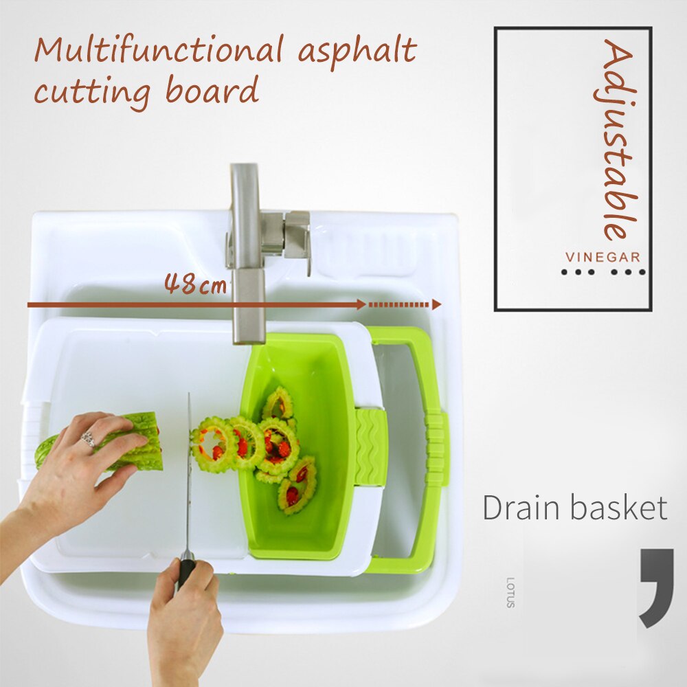 Multifunctionele Keuken Gadget Multifunctionele Keuken Snijplank Met Afvoer Mand Fruit Groente Snijden Intrekbare Board
