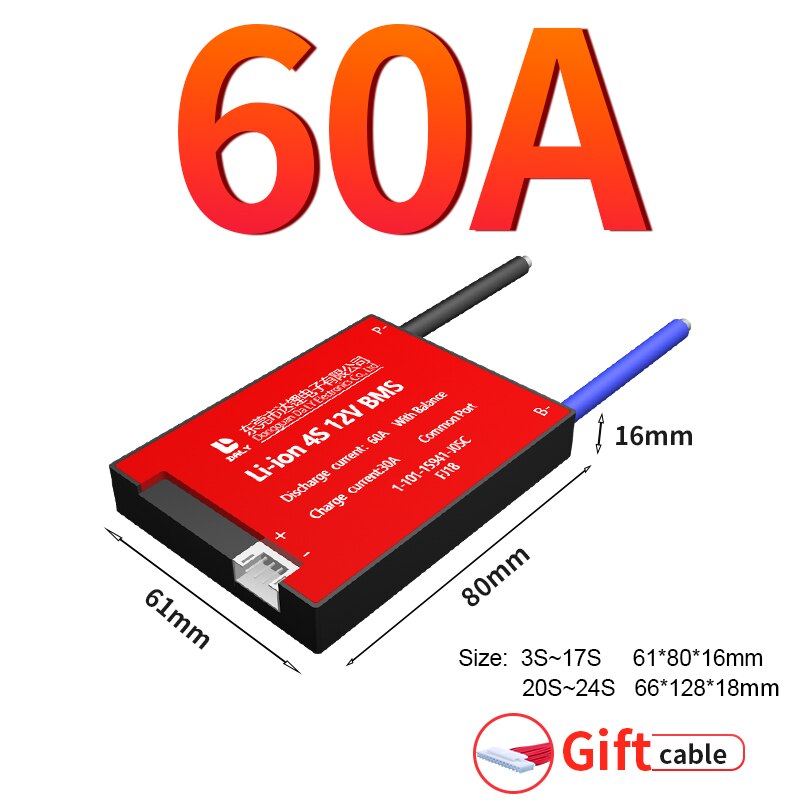 6s 24v 15a 20a 30a 40a bms sistema de gestão da bateria pcba 18650 acessórios para 18650 bateria de íon de lítio com equilíbrio: 60A