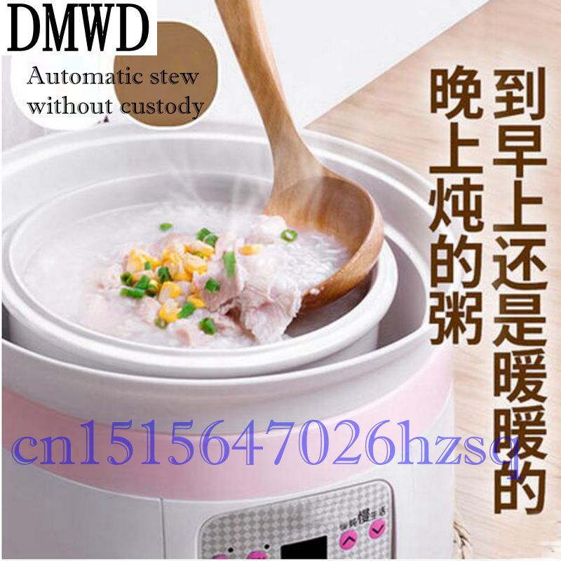 DMWD 220V 300W mijoteuse électrique domestique multifonctionnelle 5 revêtements en céramique avec minuterie cuisson gruel santé mijoteuse