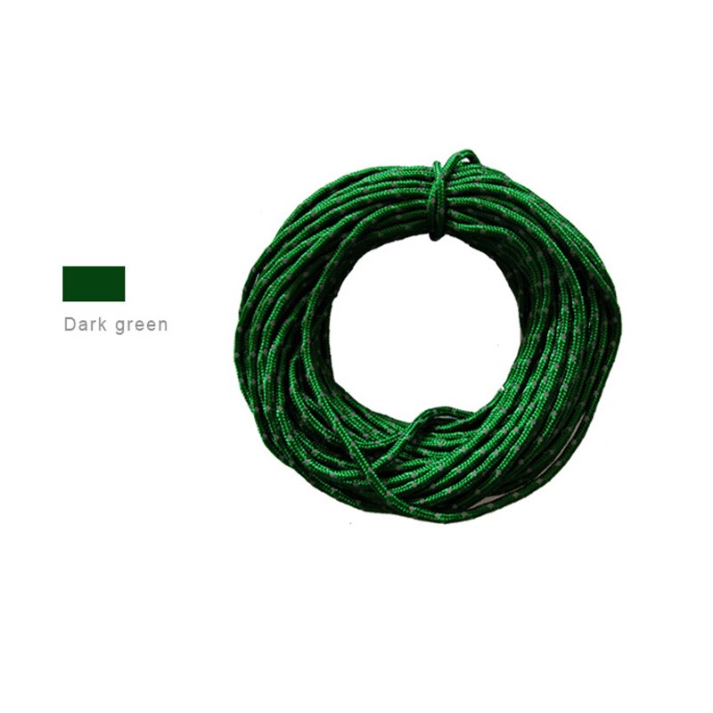 Corde de tente paracorde réfléchissante, 2.5mm, multifonctionnelle, audacieuse, fixe, corde à linge réfléchissante, polyvalente, 50 pieds: Darkgreen