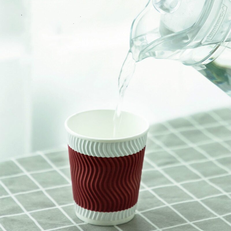 Kartonnen Beker 9 OZ Wegwerp Koffie Cup Dikke Kraft Anti Verwarming Hand Office Water Cup Party Favor 20 stks/partij