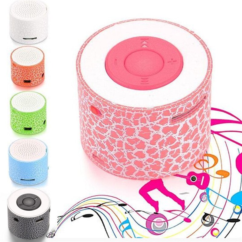 MP3 LED Light Portable Stereo Bass Speakers Travel Music Player Speaker Support TF Card Nice for Children