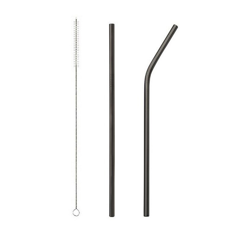 Rainbow Color Reusable Metal Straws Set With Cleaner Brush 304 Stainless Steel Drinking Straw Milk Drinkware Bar Party Accessory: G