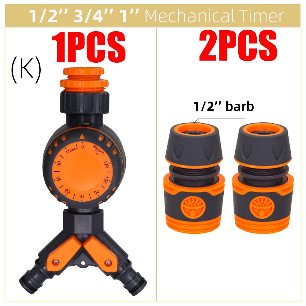 Garden Mechanical Watering Timer Greenhouse Drip Irrigation 3-Way Double Control Valve for Faucet Hose Automatic Controller: K