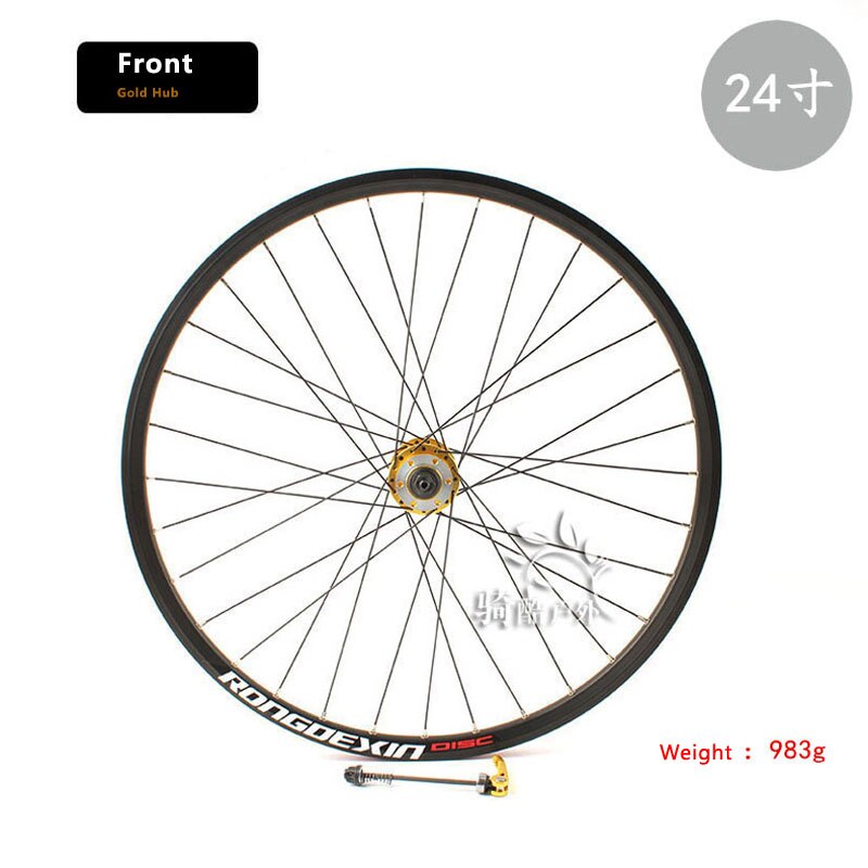 Mtb Wheelset 24 Inch 32 Holes Disc Brake Single Front Wheel Separately Rear Wheels Doulble Layer Aluminium Alloy 1.5 - 2.0 Tyre: Front Gold Hub