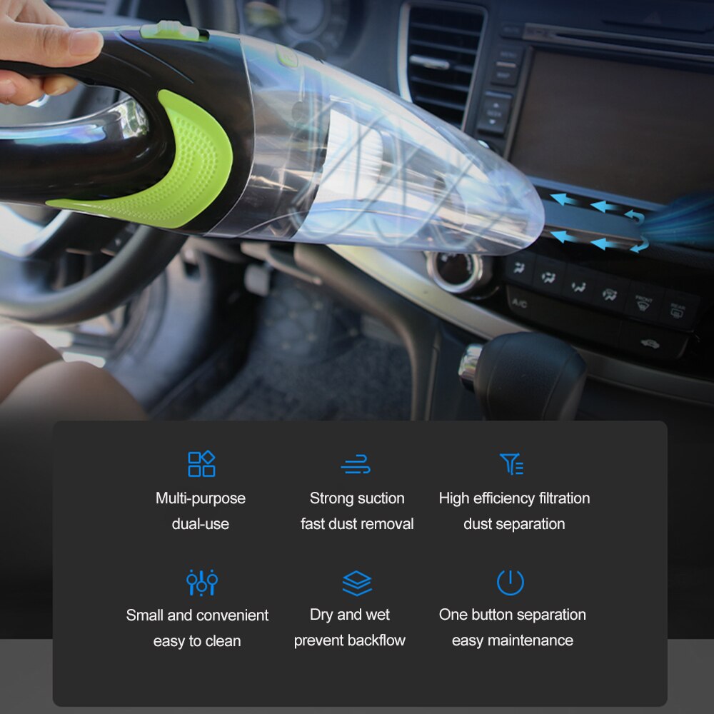 220V Car Home Use Vacuum Cleaner Dust Catcher For Dry Wet Dust Dirt Cordless Handheld Dust Collector Portable Vacuum Sweeper