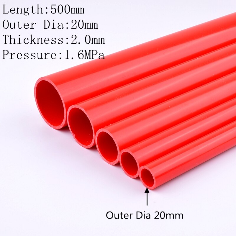 Out diamter 20-63mm Gules PVC Pipe Length 50cm Agriculture Garden Irrigation Aquarium Fish Tank Water Tube Plumbing Pipe Fitting: Outside Dia 20mm