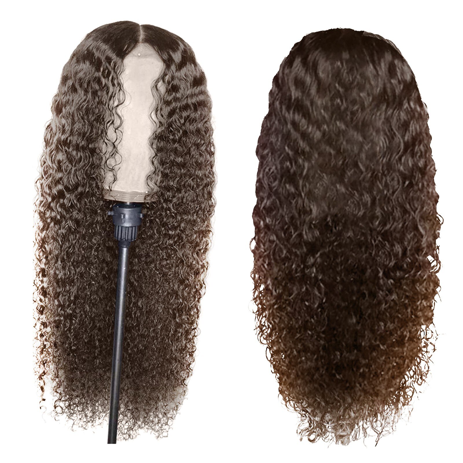 Peluca de pelo rizado negro para mujer, largo sintético Afro, División Midd, fibra resistente al calor, Media peluca atada a mano # g30: Light Brown