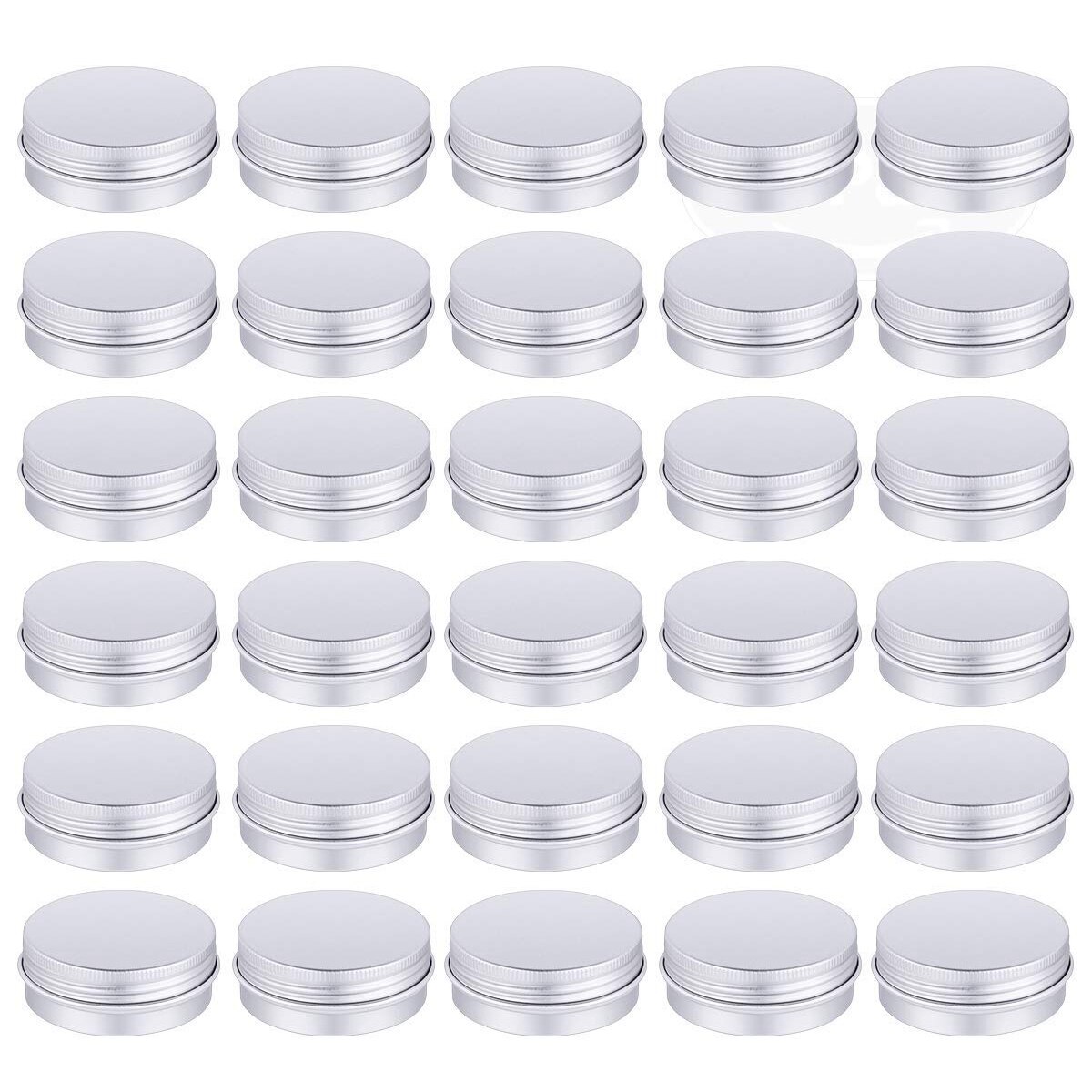 30 Pack Screw Top Round Metal Lip Balm Tins Containers Lids (1oz)