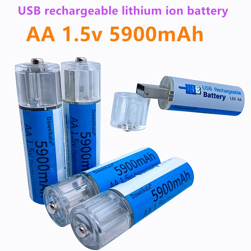 Usb Aa 1.5V Batterij 5900Mah Usb Oplaadbare Lithium Ion Batterij Aa 1.5V Batterij Voor Afstandsbediening controle Speelgoed Licht Batery
