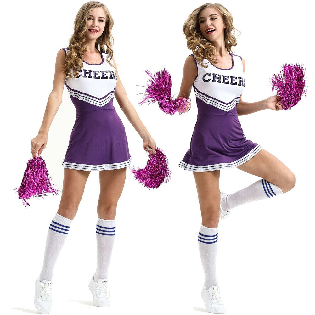 Dame cheerleader kostume skole pige outfits fancy dress cheer leder uniform
