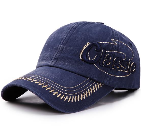 2020 nuovo unisex berretto da baseball ricamato, stile semplice, regolabile lavaggio vecchio cappello da cowboy in estate: Blu profondo