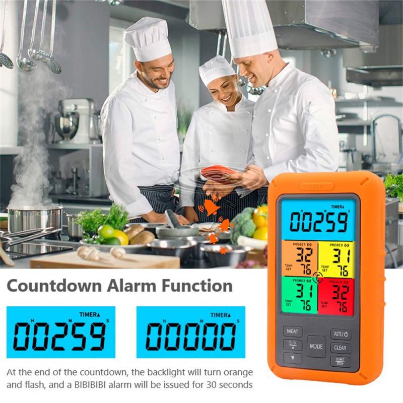 4 Probe Digital Screen Wireless Kitchen Oven Thermometer For Meat Water Food Barbecue BBQ Cooking Tool Temperature Gauge Alarm