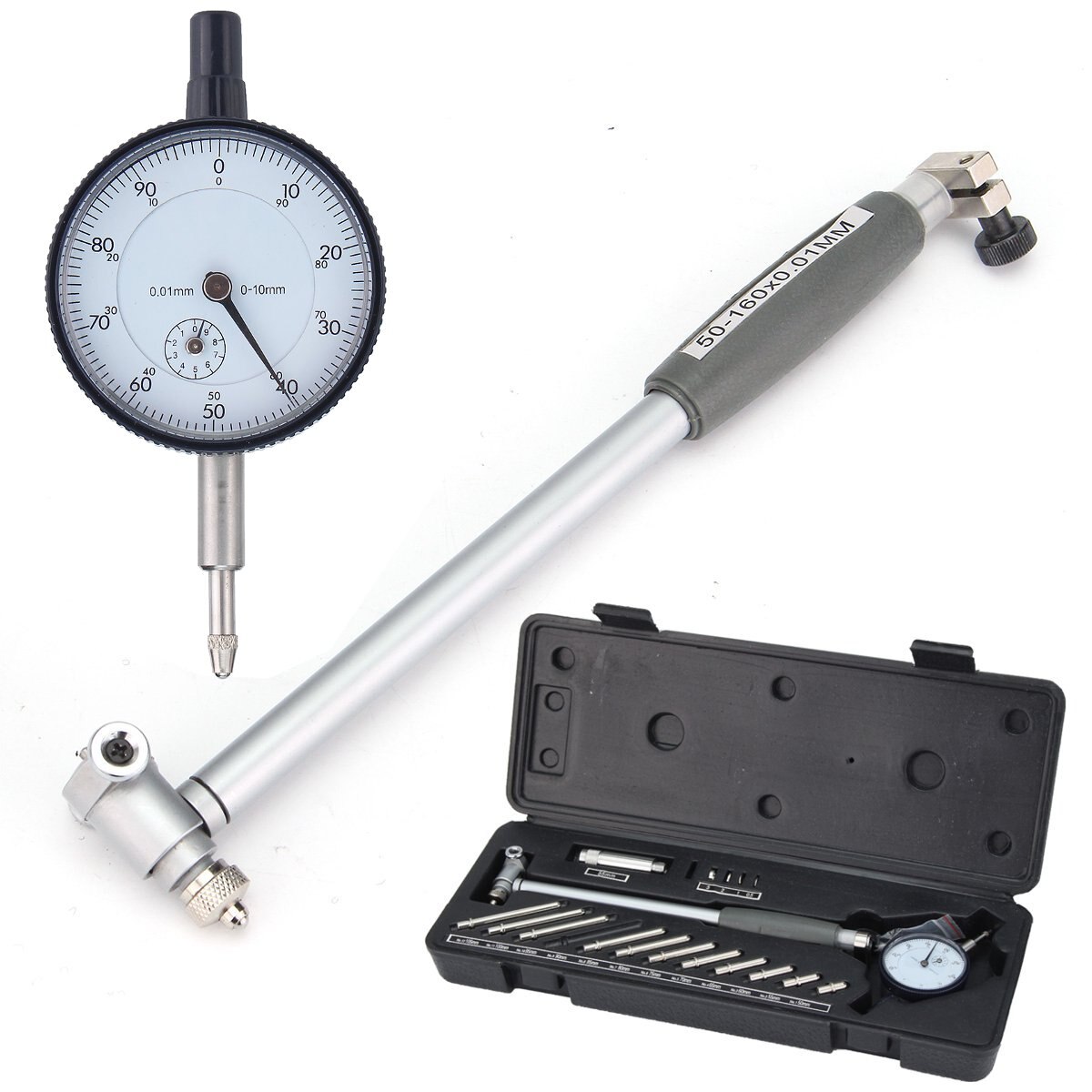 Indicator Cylinder Bore Gauge Dial Measuring Micrometer Metric 50mm-160mm 0.01mm with Box