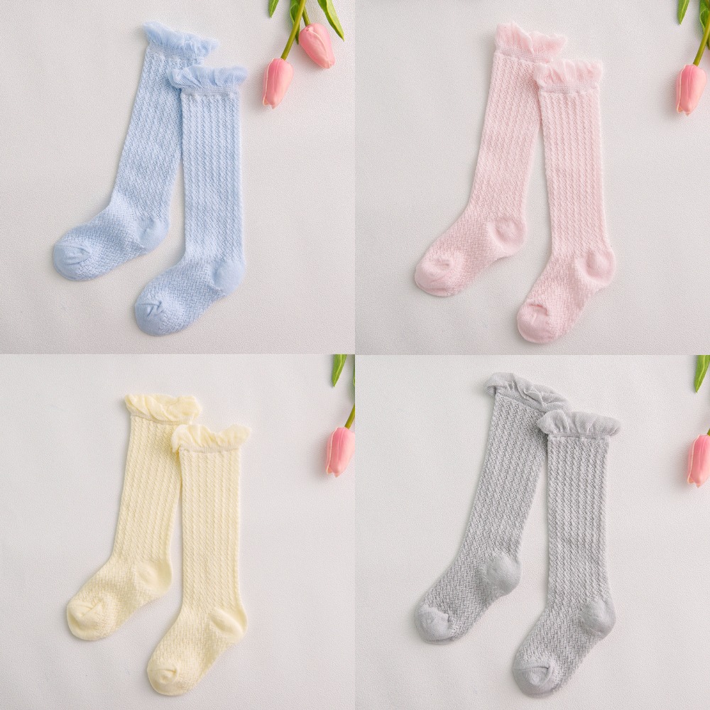 Lage Korting Kids Ventilatie Sokken Zomer Lente Kinderen Knie Hoge Baby Meisjes Sokken Witte Kleding Accessoires Sokken