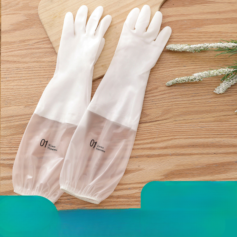 Waterproof Housework Cleaning Gloves Kitchen Cleaning Latex Laundry Dishwashing Gloves Wear Resistant Rubber Gloves: XXL / Red