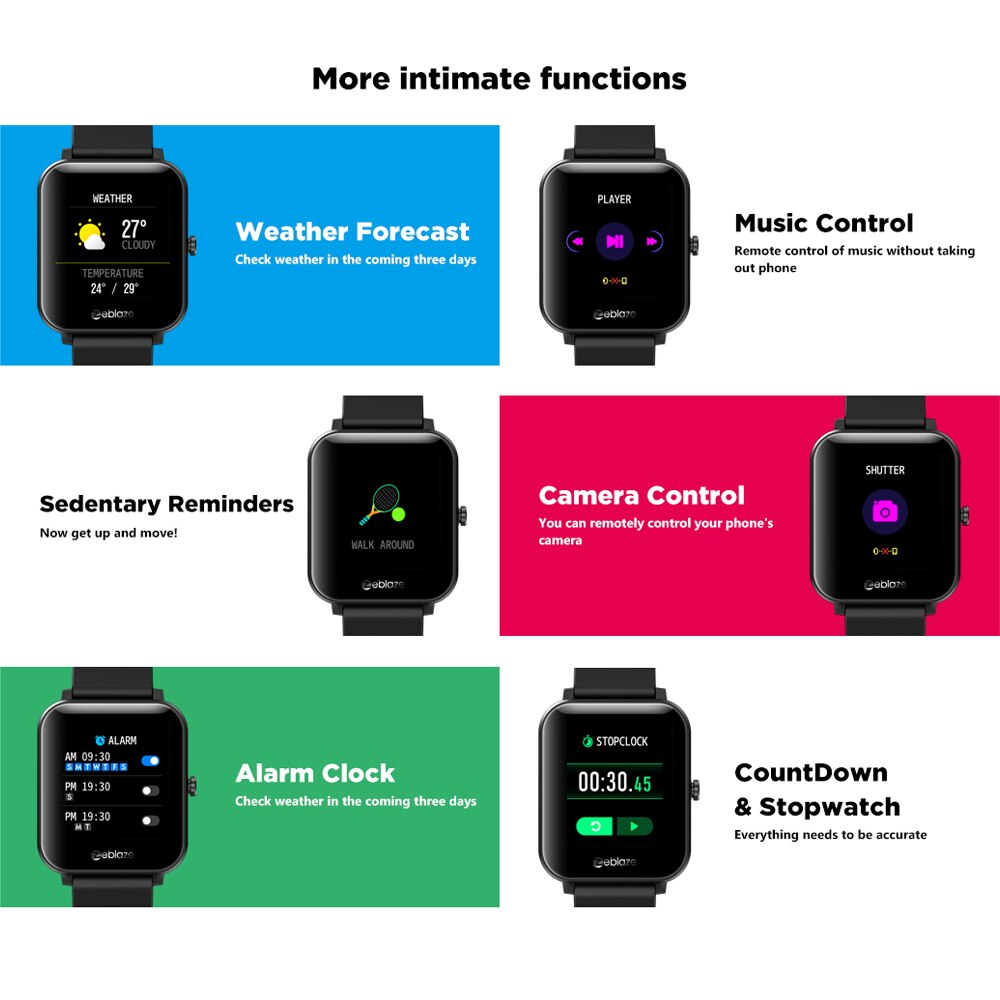 Zeblaze gts bluetooth opkald smartwatch  ip67 vandtæt 1.54 tommer ips farve berøringsskærm pulsmåler smart ur