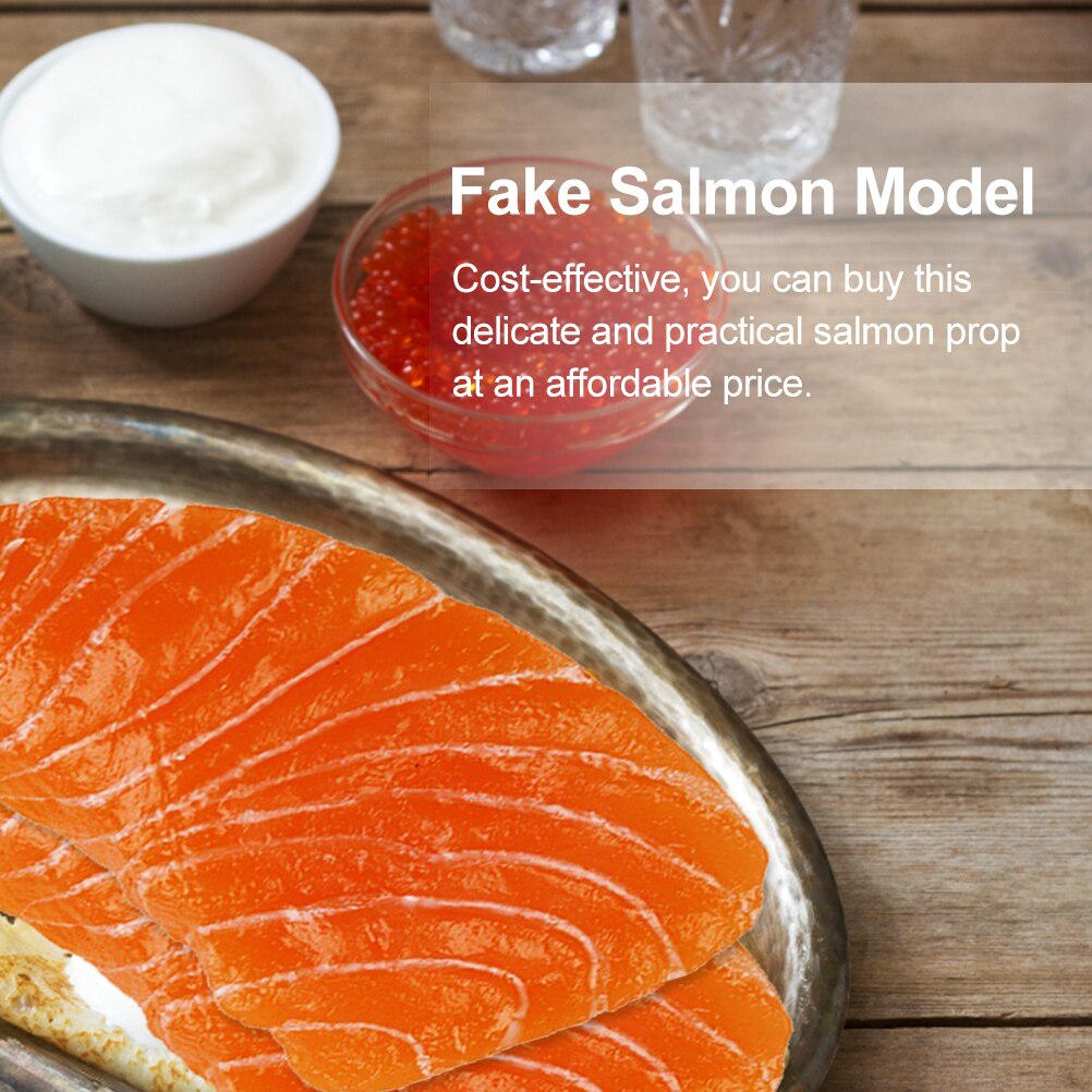 2PCS Simulation Food Model Salmon Model Photo Prop Home Decorative Props