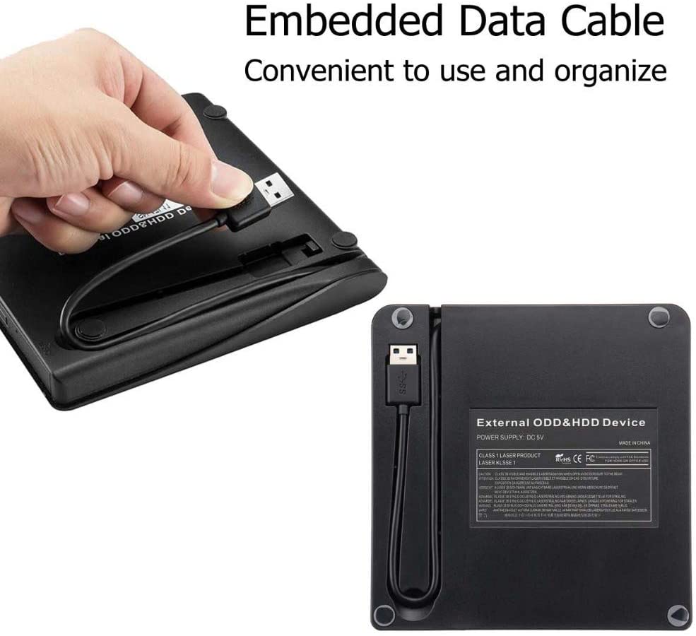 Cd Player External DVD CD Driver, USB 3.0 Portable Slim Burner DVD+/-RW Writer Plug and Play DVD/CD-ROM for PC Windows 10/8/7