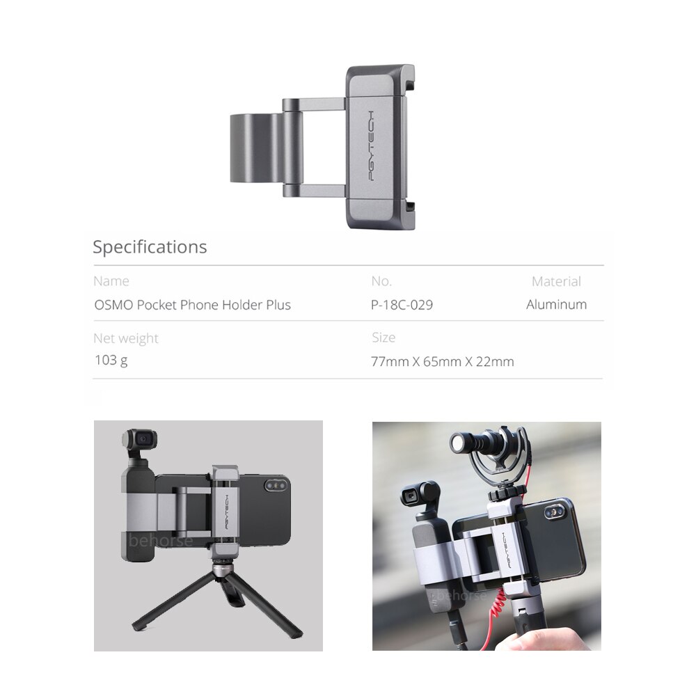 Soporte para teléfono PGYTECH DJI POCKET 2, adaptador de montaje para trípode, palo Selfie para Osmo Pocket, accesorios de cardán de mano, 5 opciones