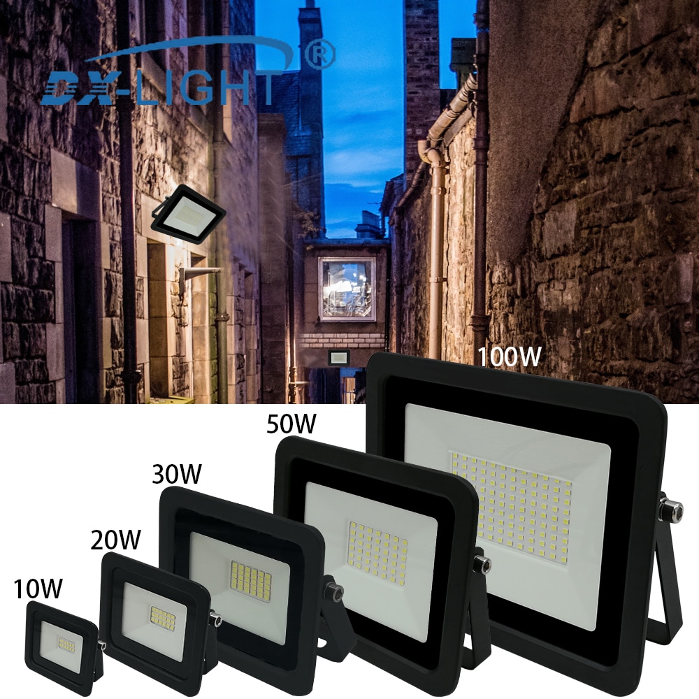 Led projektør 10w 20w 30w 50w 100w ultratynd led projektør projektør udendørs 110v/220v ip68 vandtæt udendørs havelampe