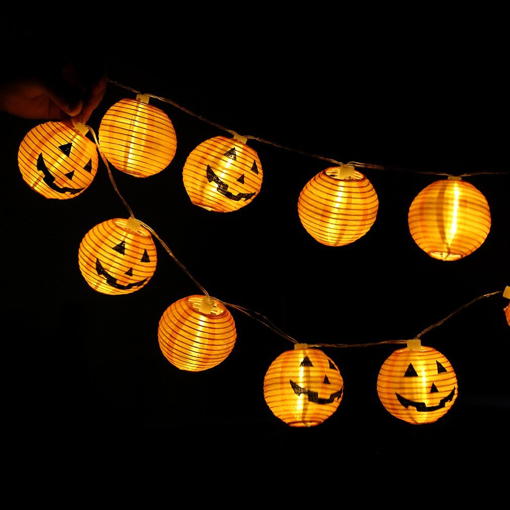 Halloween Kürbis Laterne LED Dekorative Licht Schnur Grusel Gesicht Batterie Dekorative Licht Schnur Behänge Dekoration