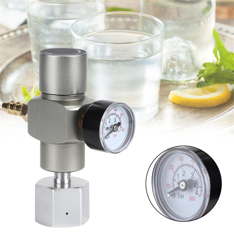 2 In 1 Soda Gas Regulator Mini CO2 Gas Regulator Soda Pressure Gauge with Adapter 3/8in To TR21.4 for Sodastream Home Brewing