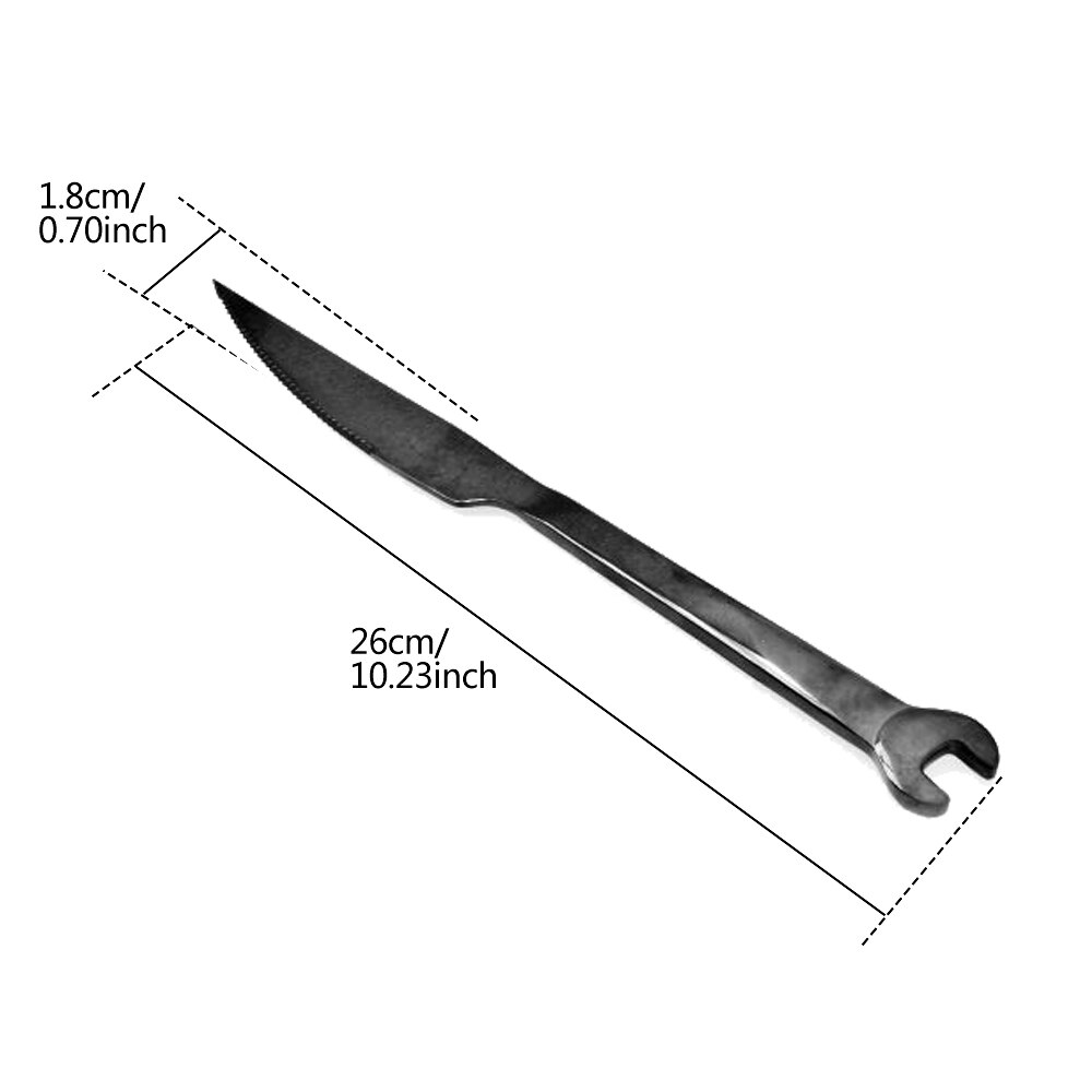 Stainless Steel Dinnerware Set Wrench Shape Fork Spoon Knife Tableware For Dinner Western Utensils Table Cutlery Set: Black Steak Knife