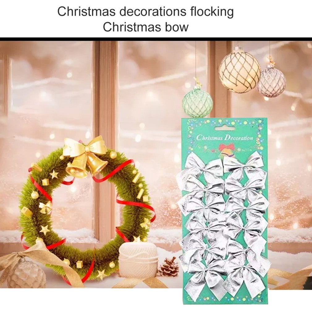 Stor 12 st/lot julgran guld silver röda färger jul hem fest dekoration års rosett xmas rosetter