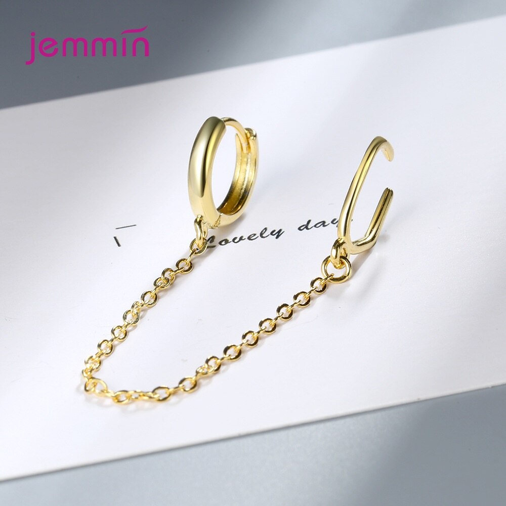 Echt 925 Sterling Zilveren Oorbellen Vrouwen Meisje Ronde Loop Oorbellen Lange Oor Keten Lijn Party Sieraden Brincos
