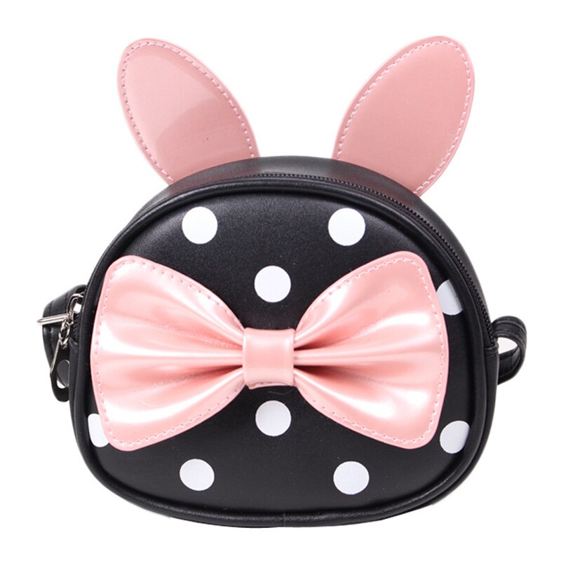 Heopono belle réglable bandoulière mignon belle enfants enfants petit Bowknot en cuir filles Messenger sac: Black