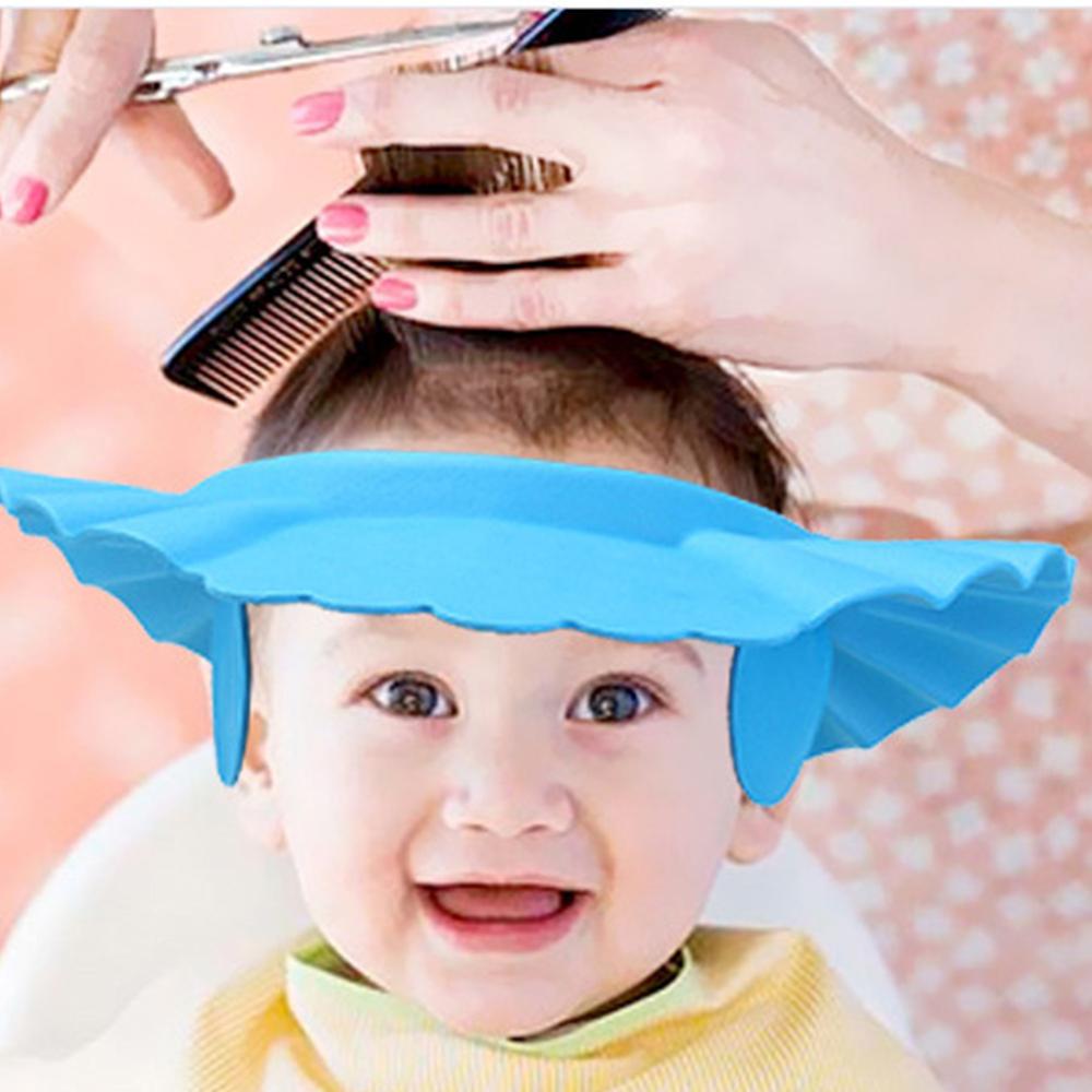 Justerbar baby barn frisyr schampo bad bad dusch mössa med öron tvätta hårskydd