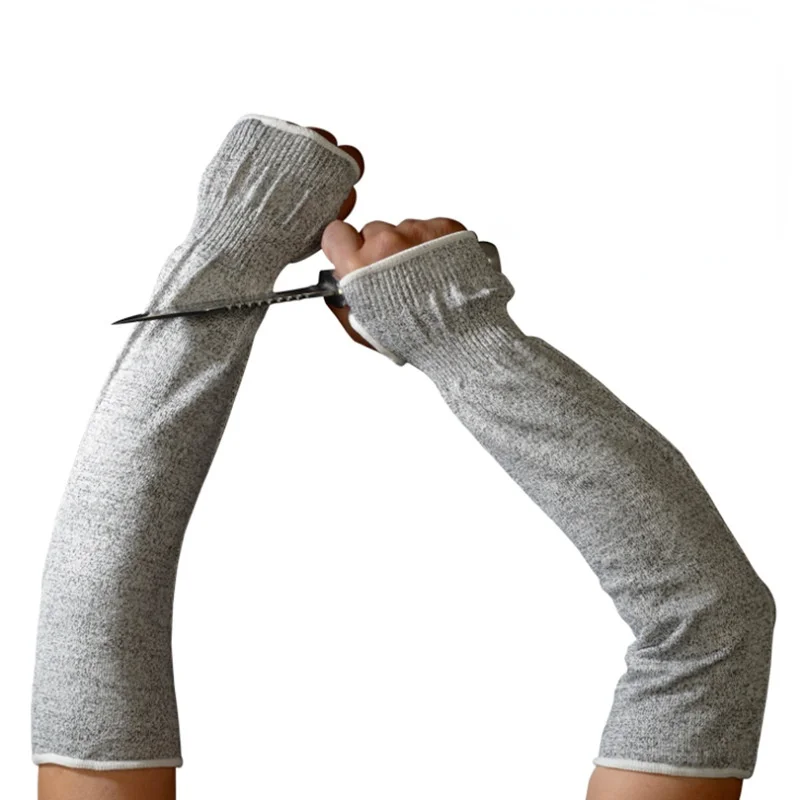 Mangas de seguridad anticorte para brazo, protector de brazo transpirable y duradero, resistente a las ojales, con orificio para el pulgar, Nivel 5, 1 par